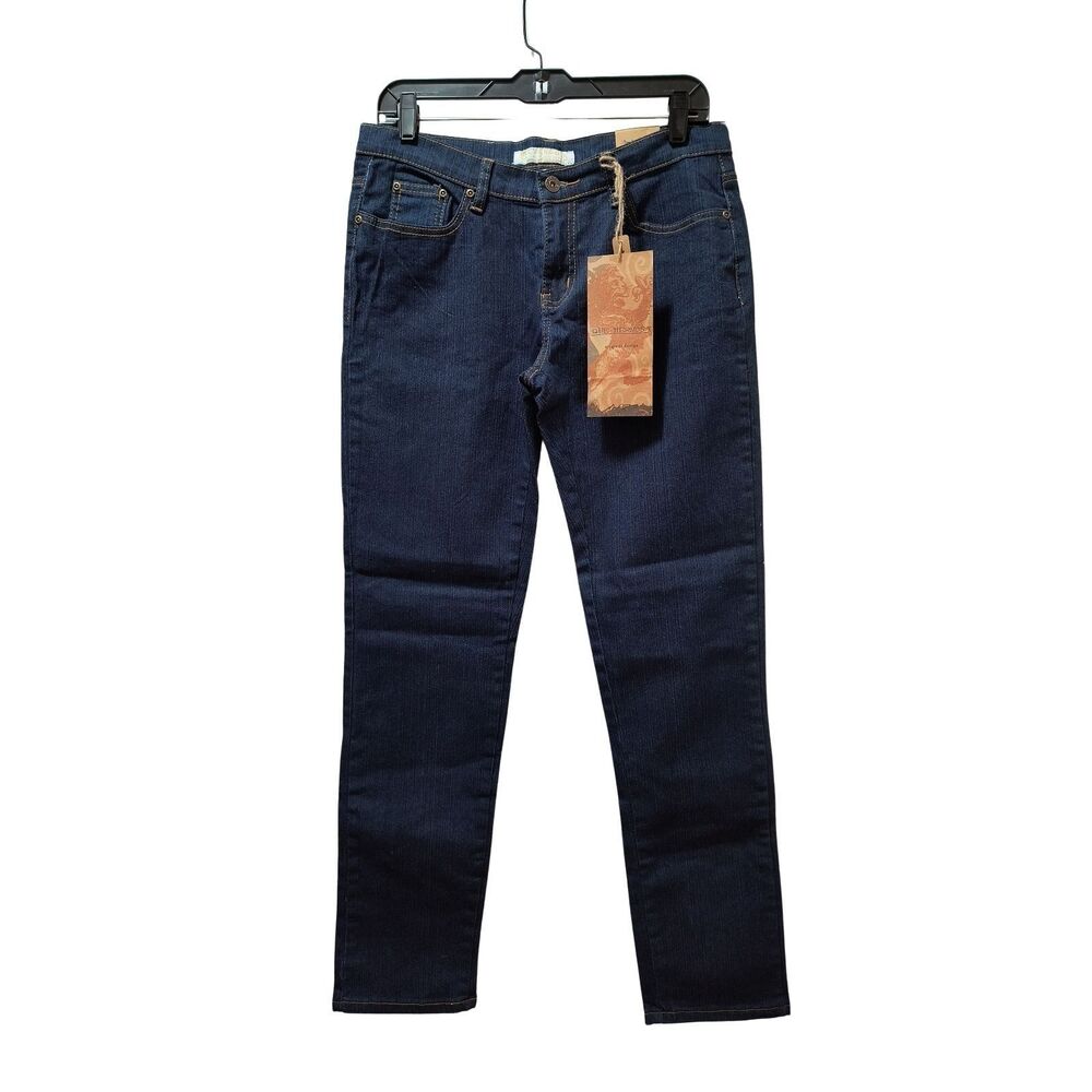 Que Hermosa Jeans Women 8 Dark Rinse Blue Slim Straight Stretch Denim 31x31 NWT